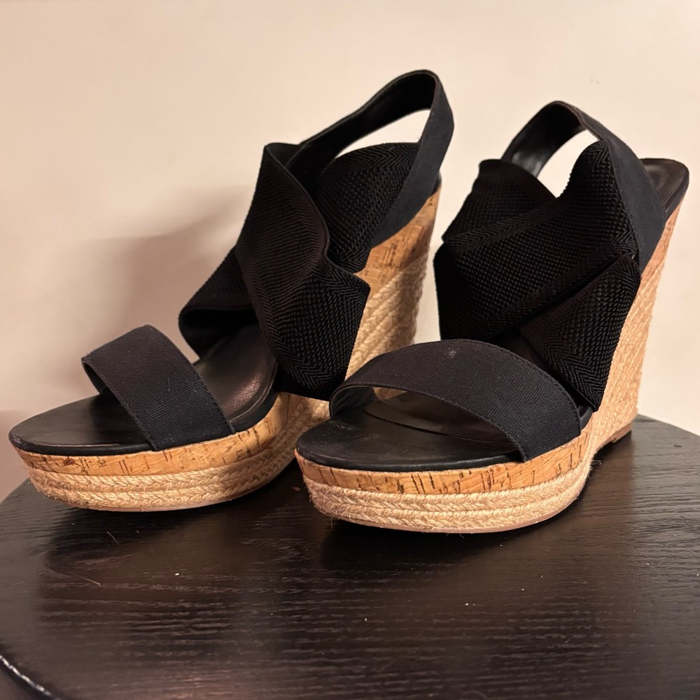 Charles David Black Wedge Heels